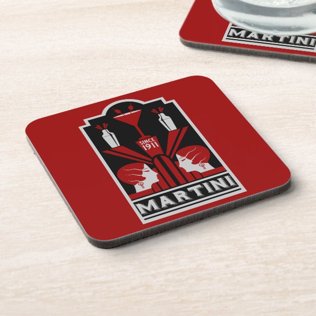 Vintag Martini Art Deco Getränkeuntersetzer (Linke Seite)