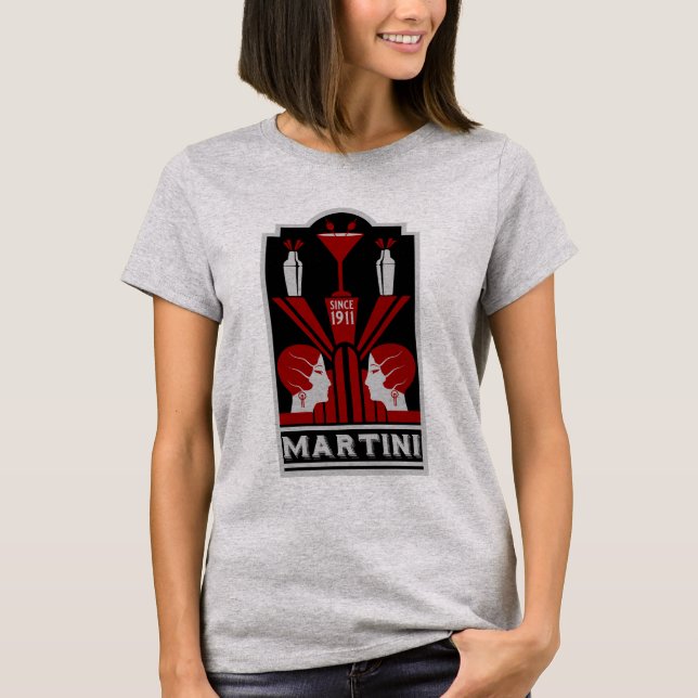 Vintag Martini Art Deco T-Shirt (Vorderseite)