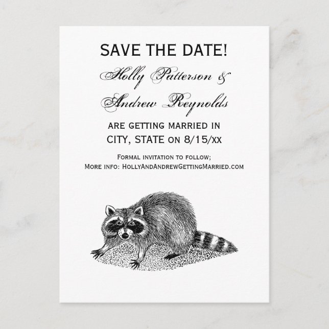 Vintag Masked Raccoon Ankündigungspostkarte (Vorderseite)