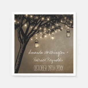 Vintag Mason Jar Oak Tree Wedding Napkins Serviette