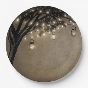 Vintag Mason Jar Oak Tree Wedding Tellers Pappteller