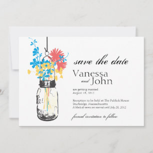 Vintag Mason Jar & Wild Blume Save the Date