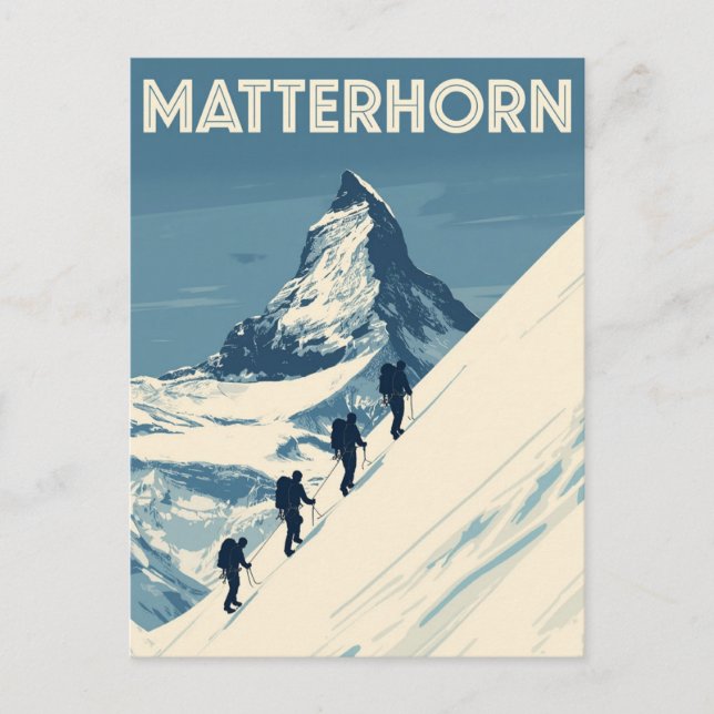 Vintag Matterhorn Schweizer Alpen Bergsee Postkarte (Vorderseite)