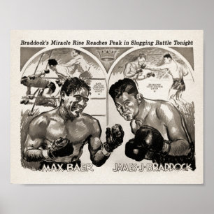 Vintag Max Baer / James Braddock Poster