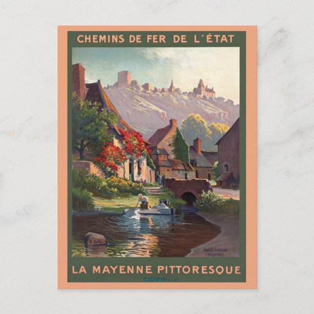 Vintag Mayenne France Bahn Frankreich Reisen Postkarte (Vorderseite)