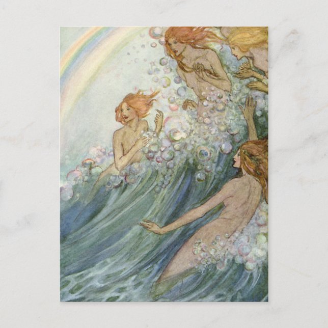 Vintag - Meerjungfrauen und ein Regenbogen, Postkarte (Vorderseite)