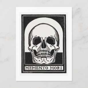 Vintag Memento Mori Skull Illustration Postkarte