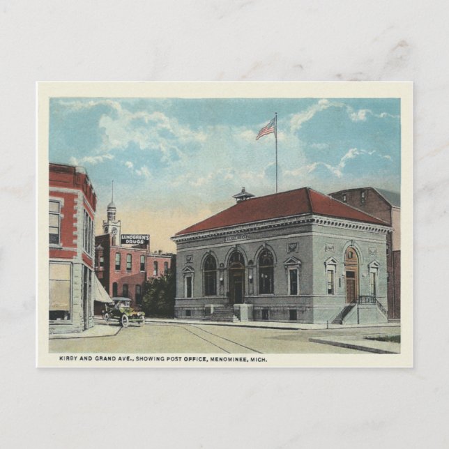 Vintag Menominee Michigan Postkarte (Vorderseite)