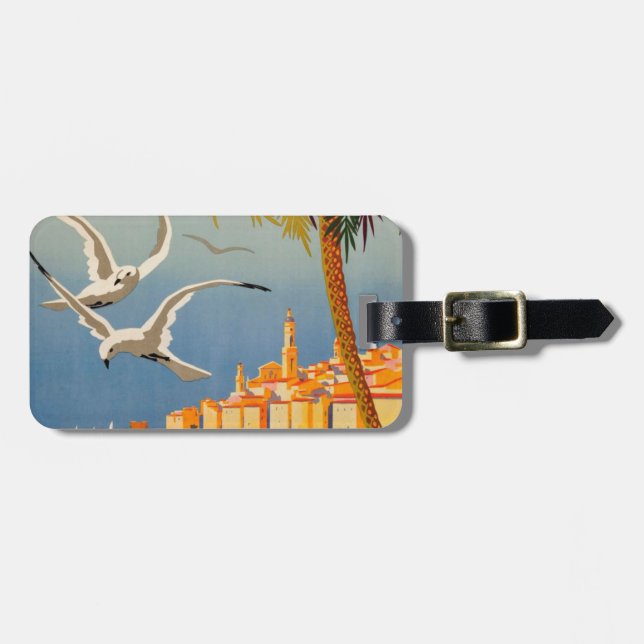 Vintag Menton CoTe D'azur Gepäckanhänger (Vorderseite horizontal)