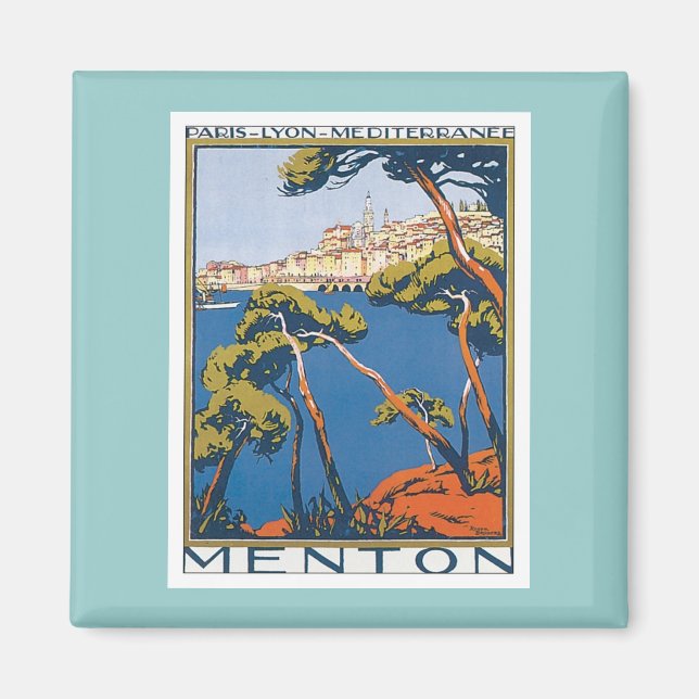 Vintag Menton Frankreich Magnet (Vorne)
