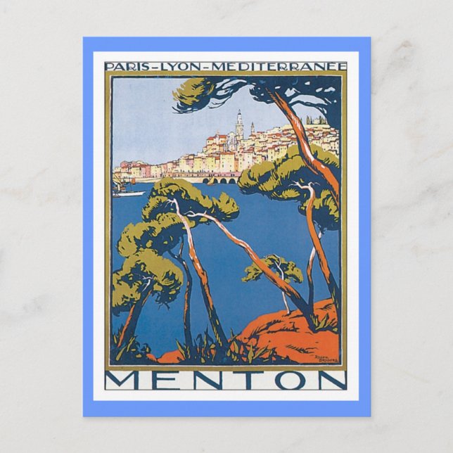 Vintag Menton Frankreich Postkarte (Vorderseite)