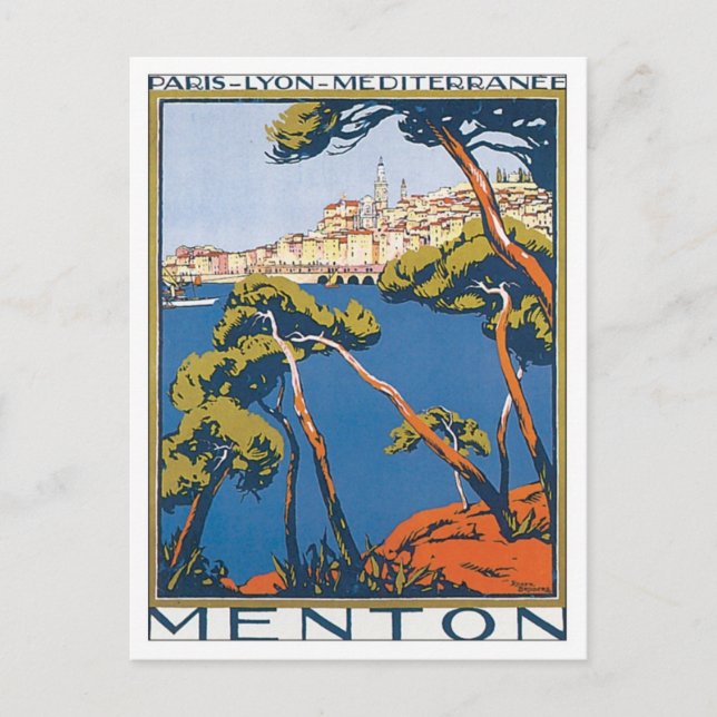 Vintag Menton Frankreich Postkarte (Vorderseite)