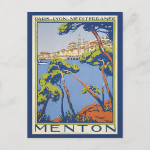 Vintag Menton Frankreich Riviera Postkarte