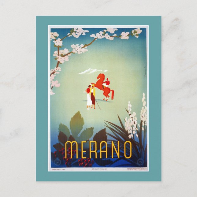 Vintag Meran Meran Meran Italienische Reise Postkarte (Vorderseite)
