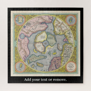 Vintag Mercator Hondius Map of the Arctic, 1606,