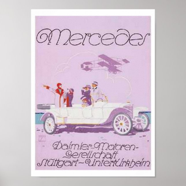 Vintag Mercedes Ad - Lila, Flugzeug Poster (Vorne)