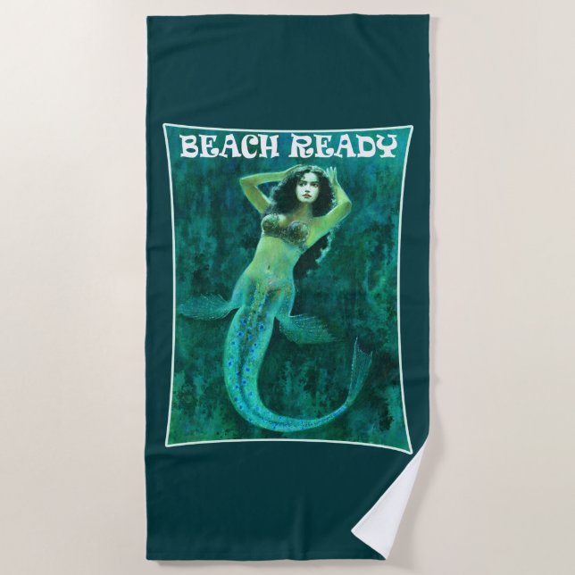 Vintag Mermaid Beach Ready Beach Handtuch (Vorderseite)