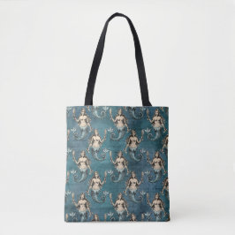 Vintag Mermaid Muster Blau Tasche