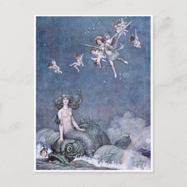 Vintag Mermaid Postkarte (Vorderseite)