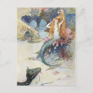 Vintag Mermaid Postkarte