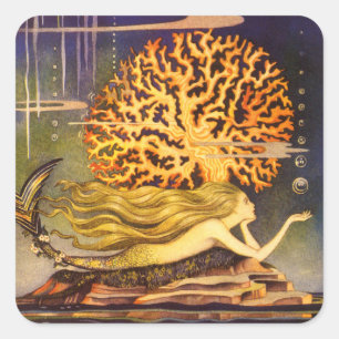 Vintag Mermaid Quadratischer Aufkleber