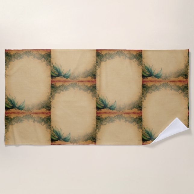 Vintag Mermaid Schwanz Strandtuch (Vorderseite)