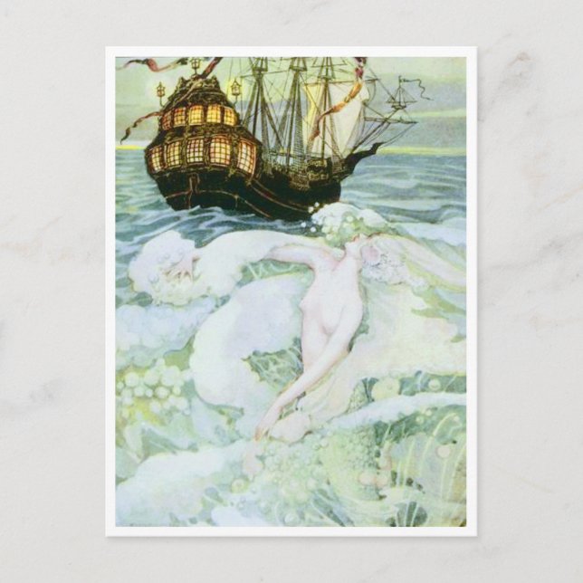 Vintag Mermaid von Anne Anderson Postkarte (Vorderseite)