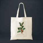 Vintag Merry Christmas Holly Mistletoe Tragetasche<br><div class="desc">Vintag Merry Christmas Holly Mistletoe</div>