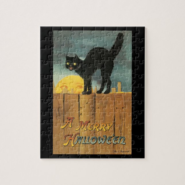 Vintag Merry Halloween Cat von Ellen Clapsaddle (Vertikal)