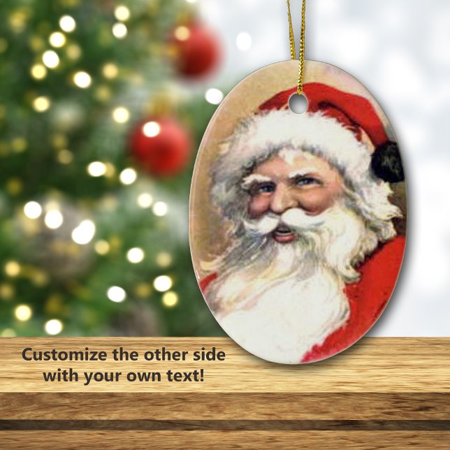 Vintag Merry Santa Personalisiert Weihnachten Keramikornament (Von Creator hochgeladen)