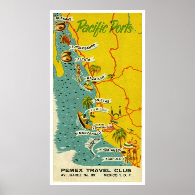 Vintag Mexico Beach Reiseplakat Poster (Vorne)