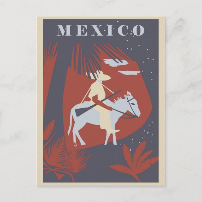 Vintag Mexico Palm Tree Travel Postkarte (Vorderseite)