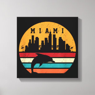 Vintag Miami 80er Dolphin Silhouette Souvenir Dolp Leinwanddruck