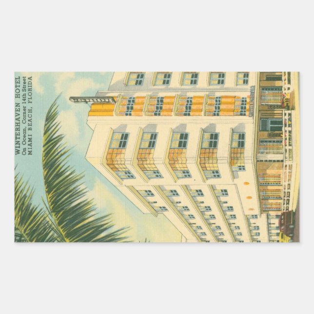 Vintag Miami Art Deco Rectangle Stickers (Vorderseite)