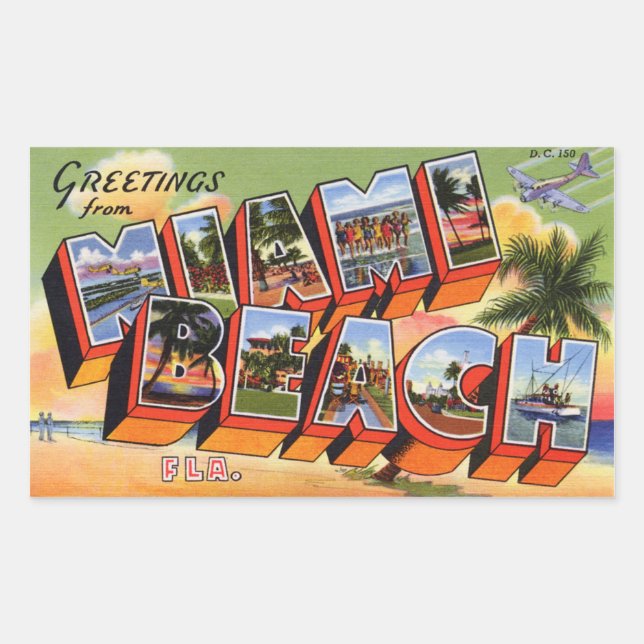 Vintag Miami Beach Aufkleber (Vorderseite)