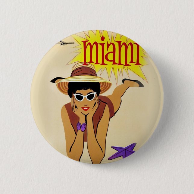 Vintag Miami Beach Button (Vorderseite)