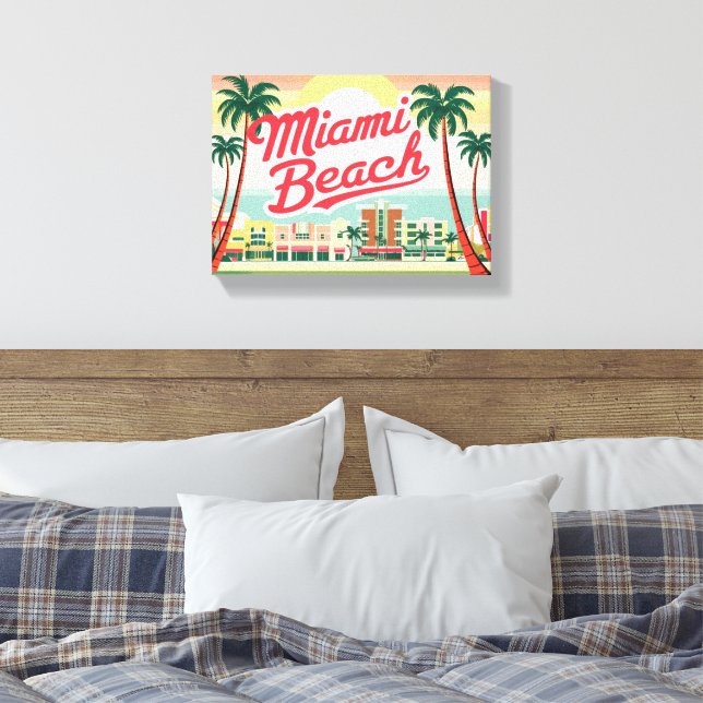 Vintag Miami Beach, Florida Leinwanddruck (Insitu (Schlafzimmer))