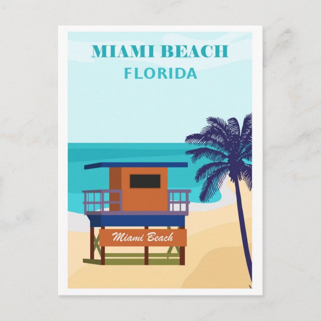 Vintag Miami Beach Florida Postkarte (Vorderseite)