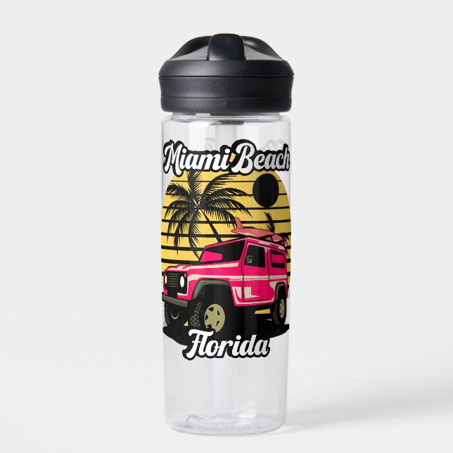 Vintag Miami Beach Florida Trinkflasche (Vorderseite)