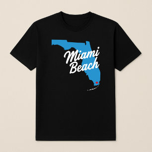 Vintag Miami Beach Map Florida Script Typografie T-Shirt