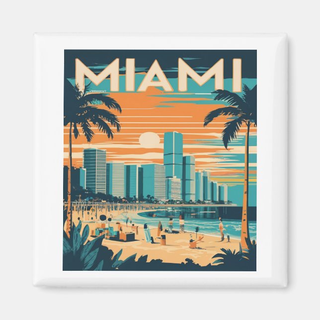 Vintag Miami Florida Magnet (Vorne)