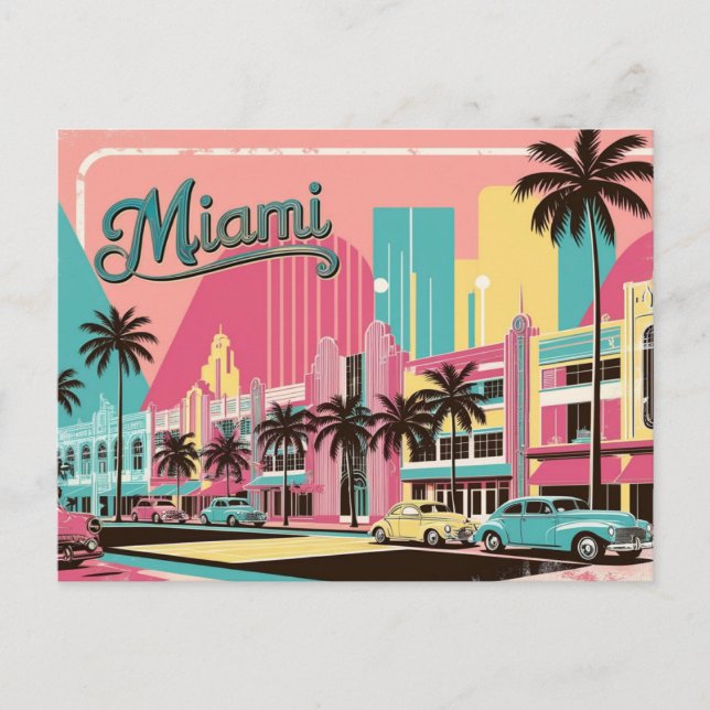 Vintag Miami, Florida Postkarte (Vorderseite)