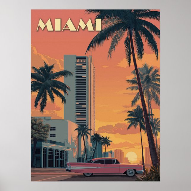 Vintag Miami Florida Travel Poster (Vorne)