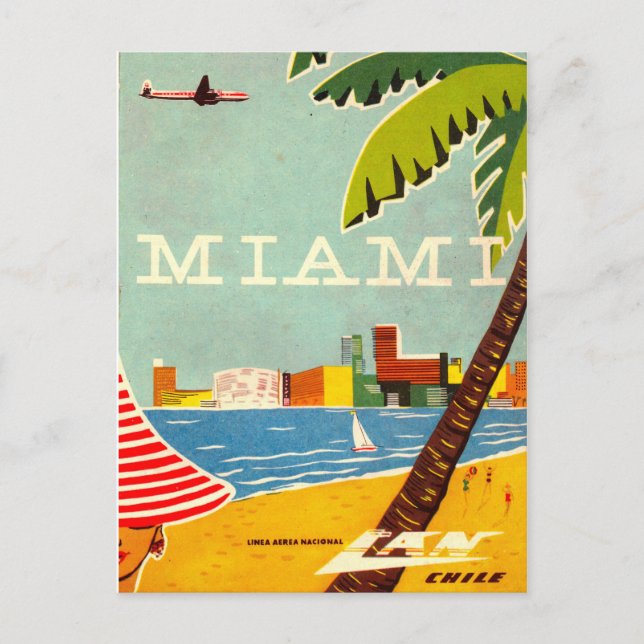 Vintag Miami Travel Postcard Postkarte (Vorderseite)