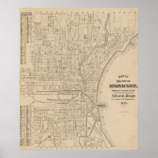 Vintag Milwaukee, Wisconsin Karte Poster