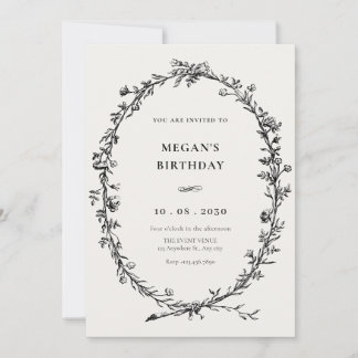 Vintag-minimalistisch-schlichter Geburtstag Einladung