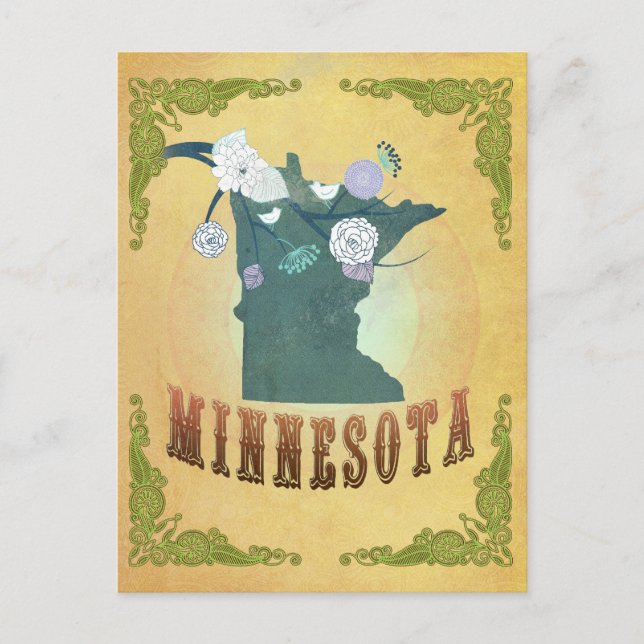 Vintag Minnesota Staat Karte - Passion Frucht gelb (Vorderseite)