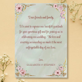 Vintag Minze Peony Dankeschön-Karte Dankeskarte