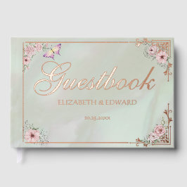 Vintag Minze Peony Wedding Foil Gästebuch