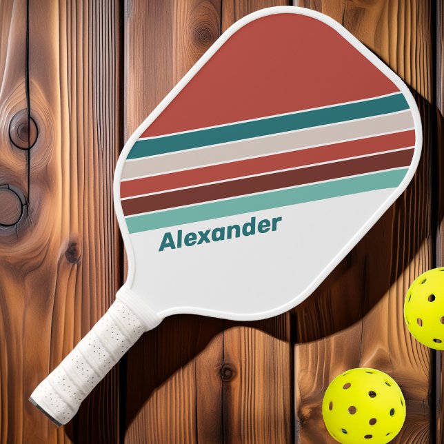 Vintag. Minze Regenbogen mit Namen gestreift Pickleball Schläger (Von Creator hochgeladen)